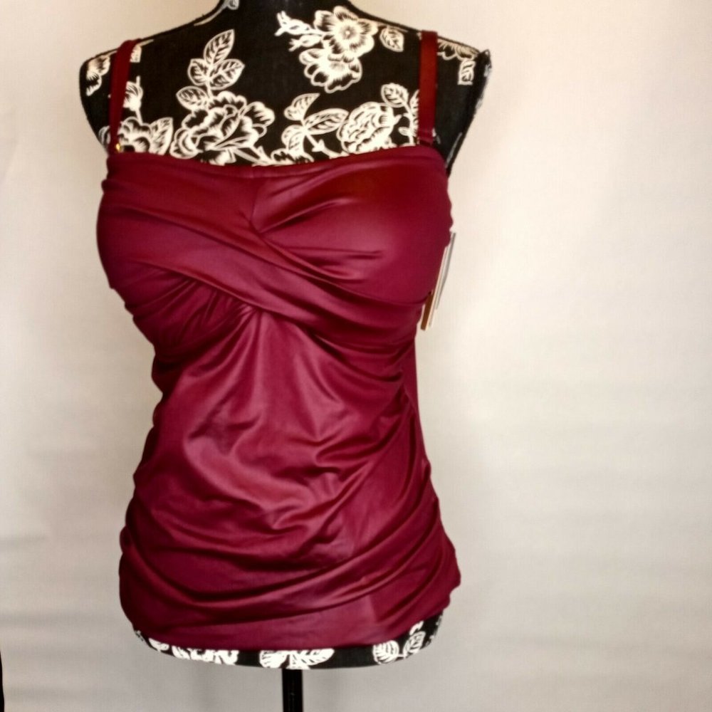 NWT GIBSON LATIMER SWIMSUIT SWIM TANKINI TOP MAROO